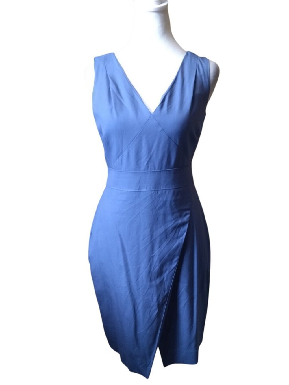 J. Crew Wool V-Neck Purple/Blue Dress Lined Size 4P Office Career Classic